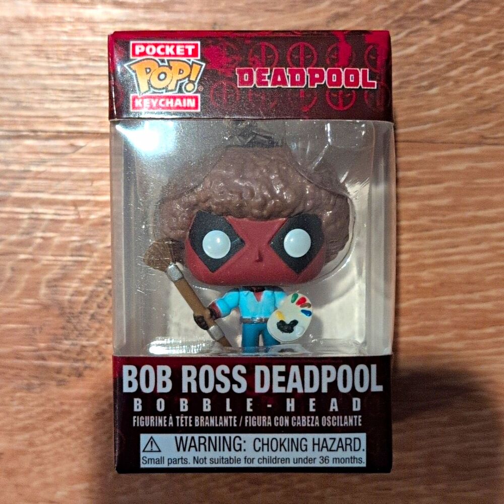 Funko Pocket Pop! Deadpool Bob Ross Deadpool Keychain Bobble-Head Figure